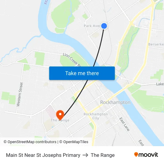 Main St Near St Josephs Primary to The Range map