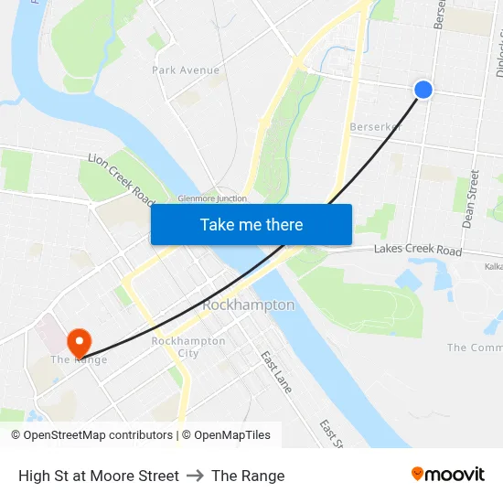 High St at Moore Street to The Range map