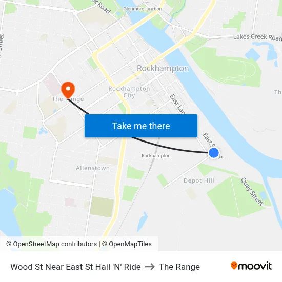 Wood St Near East St Hail 'N' Ride to The Range map