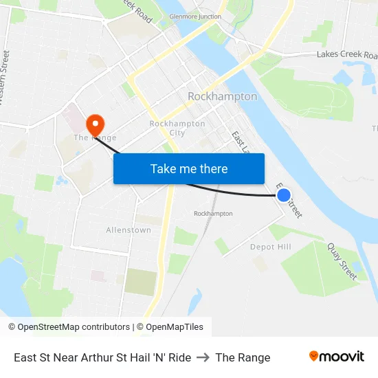 East St Near Arthur St Hail 'N' Ride to The Range map