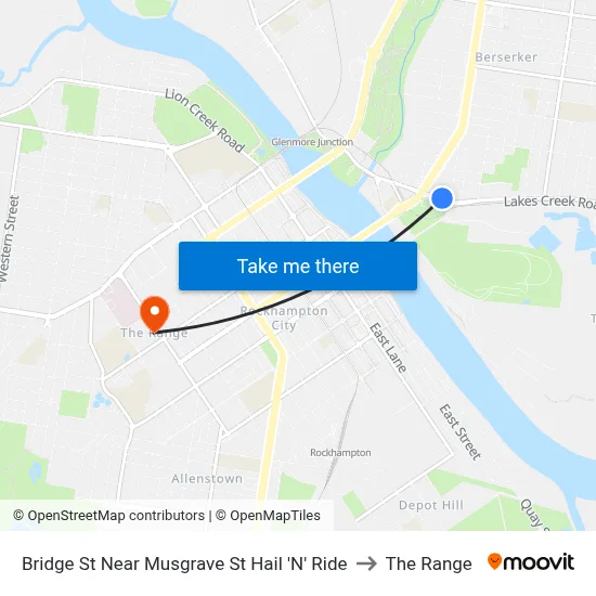 Bridge St Near Musgrave St Hail 'N' Ride to The Range map