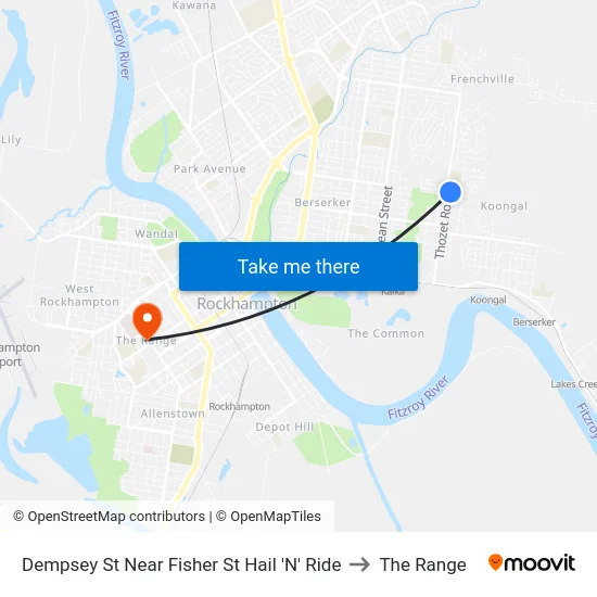 Dempsey St Near Fisher St Hail 'N' Ride to The Range map