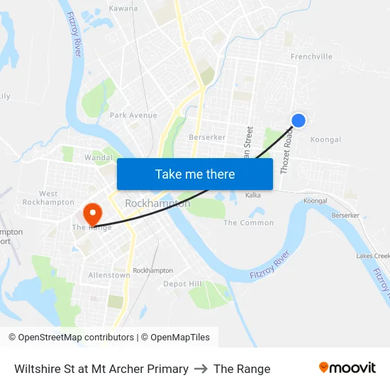 Wiltshire St at Mt Archer Primary to The Range map