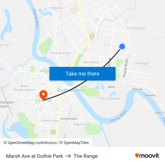 Marsh Ave at Duthie Park to The Range map
