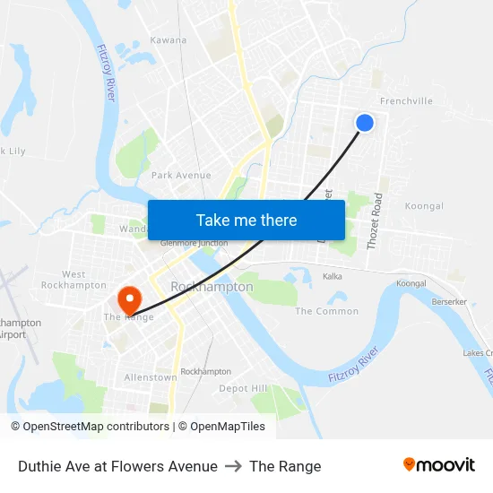 Duthie Ave at Flowers Avenue to The Range map