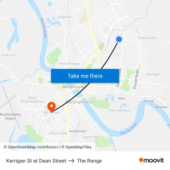Kerrigan St at Dean Street to The Range map