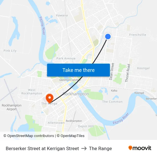 Berserker Street at Kerrigan Street to The Range map