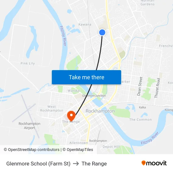 Glenmore School (Farm St) to The Range map