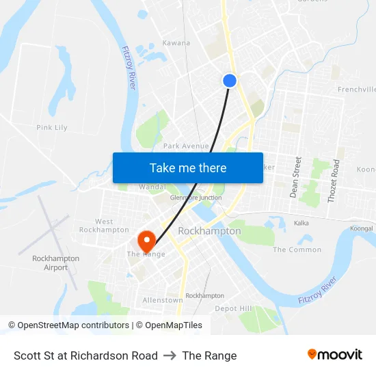 Scott St at Richardson Road to The Range map