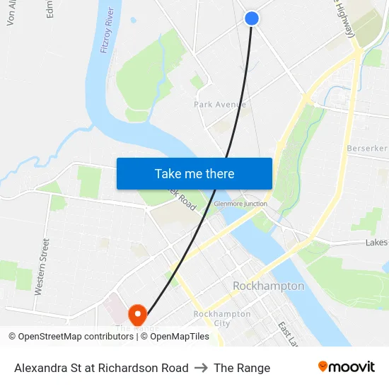 Alexandra St at Richardson Road to The Range map