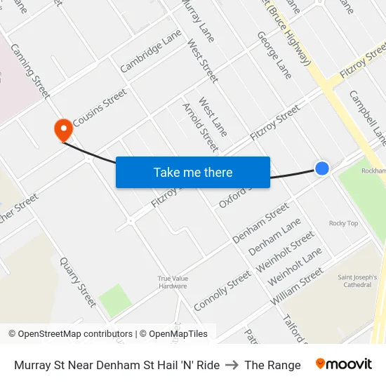 Murray St Near Denham St Hail 'N' Ride to The Range map