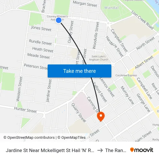 Jardine St Near Mckelligett St Hail 'N' Ride to The Range map
