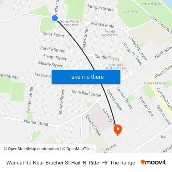 Wandal Rd Near Bracher St Hail 'N' Ride to The Range map