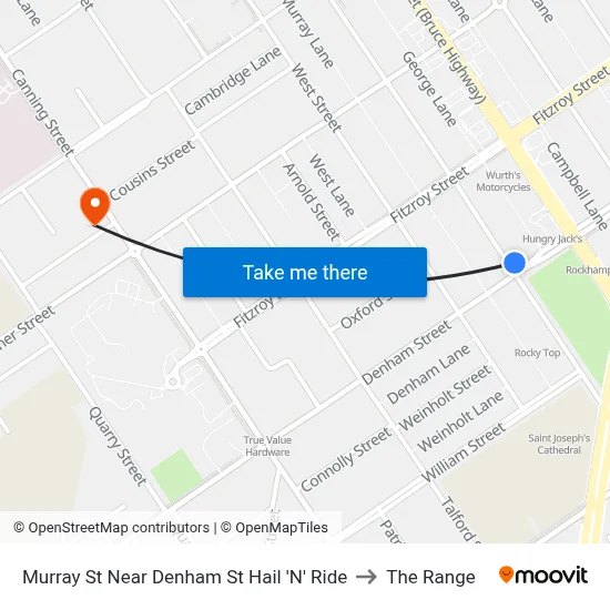 Murray St Near Denham St Hail 'N' Ride to The Range map