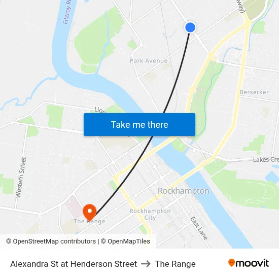 Alexandra St at Henderson Street to The Range map