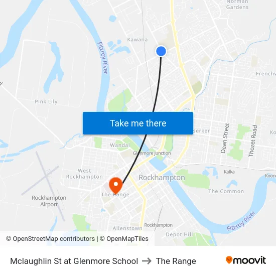 Mclaughlin St at Glenmore School to The Range map