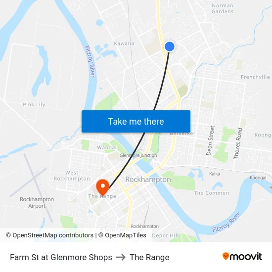 Farm St at Glenmore Shops to The Range map
