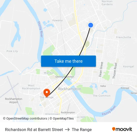 Richardson Rd at Barrett Street to The Range map