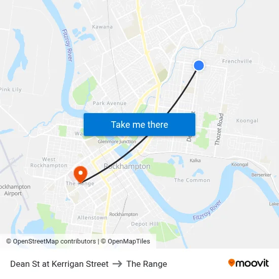 Dean St at Kerrigan Street to The Range map