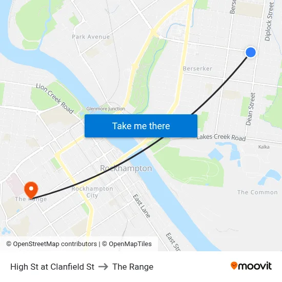 High St at Clanfield St to The Range map