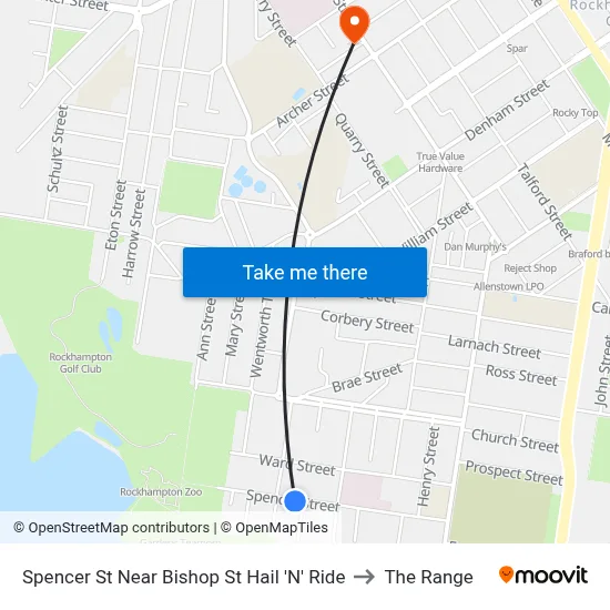 Spencer St Near Bishop St Hail 'N' Ride to The Range map