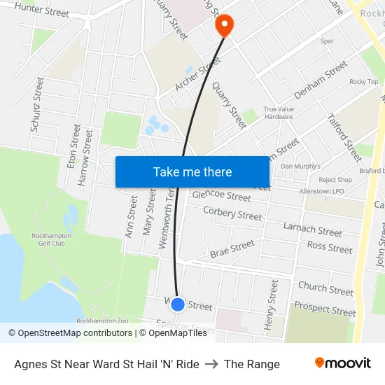 Agnes St Near Ward St Hail 'N' Ride to The Range map