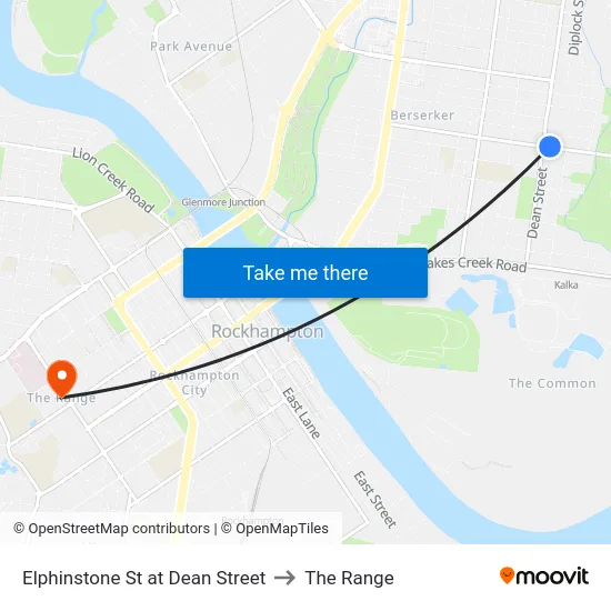 Elphinstone St at Dean Street to The Range map
