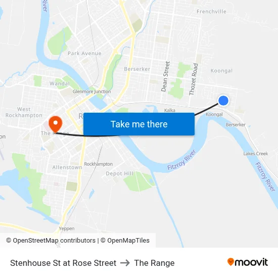 Stenhouse St at Rose Street to The Range map