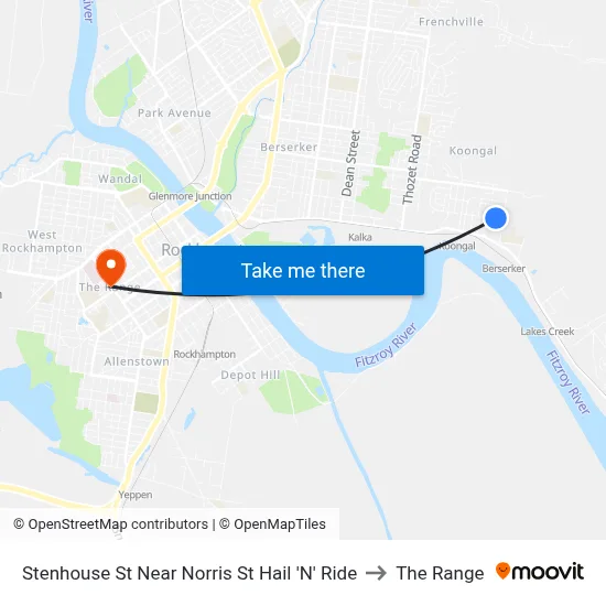 Stenhouse St Near Norris St Hail 'N' Ride to The Range map