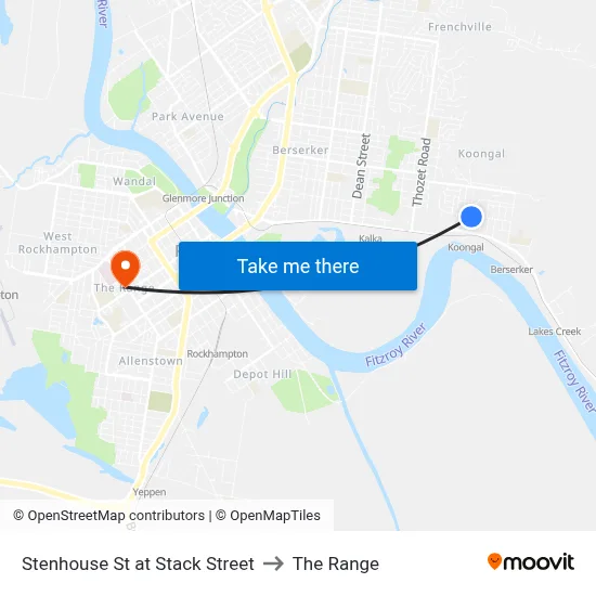 Stenhouse St at Stack Street to The Range map