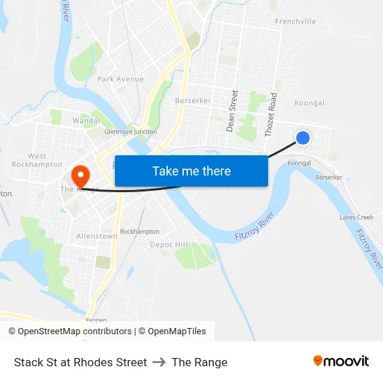Stack St at Rhodes Street to The Range map