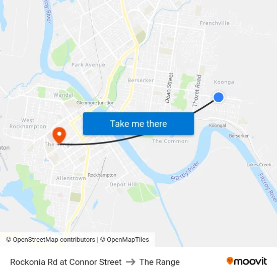Rockonia Rd at Connor Street to The Range map