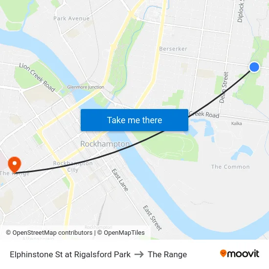 Elphinstone St at Rigalsford Park to The Range map