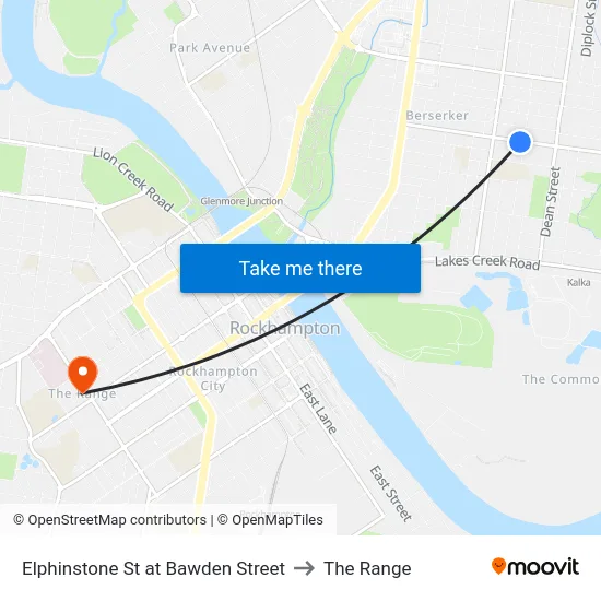 Elphinstone St at Bawden Street to The Range map