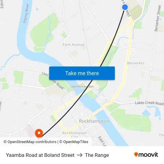 Yaamba Road at Boland Street to The Range map
