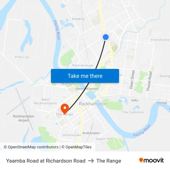 Yaamba Road at Richardson Road to The Range map