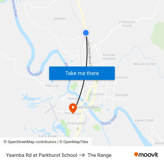 Yaamba Rd at Parkhurst School to The Range map