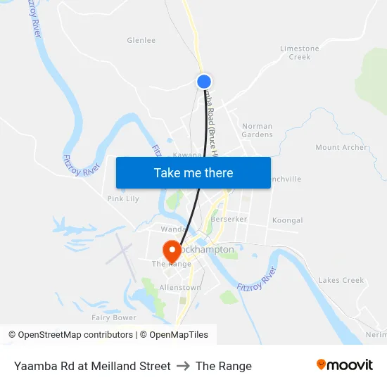 Yaamba Rd at Meilland Street to The Range map