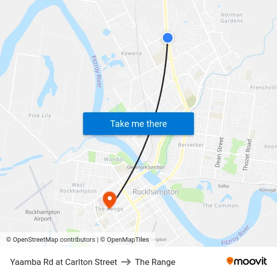 Yaamba Rd at Carlton Street to The Range map