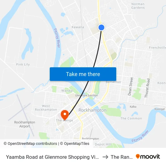 Yaamba Road at Glenmore Shopping Village to The Range map