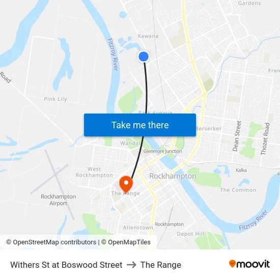 Withers St at Boswood Street to The Range map
