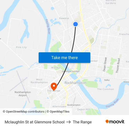 Mclaughlin St at Glenmore School to The Range map