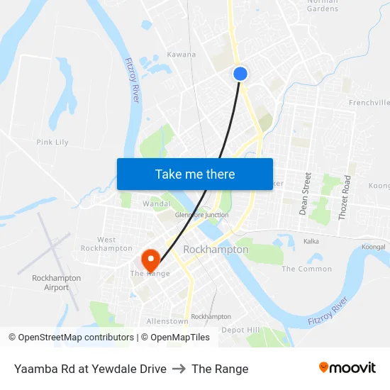 Yaamba Rd at Yewdale Drive to The Range map