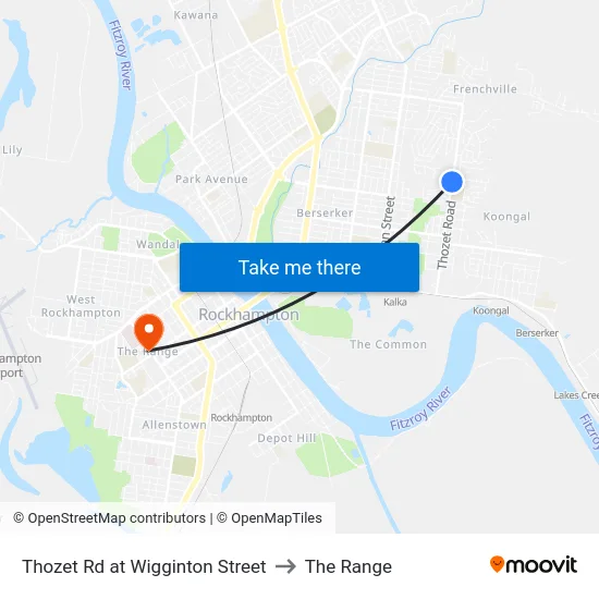 Thozet Rd at Wigginton Street to The Range map