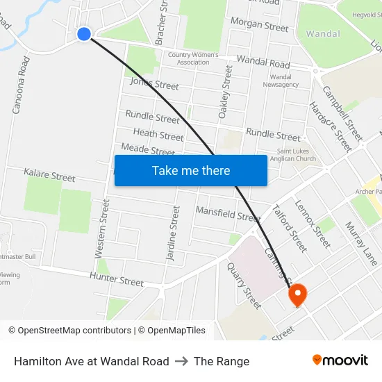 Hamilton Ave at Wandal Road to The Range map