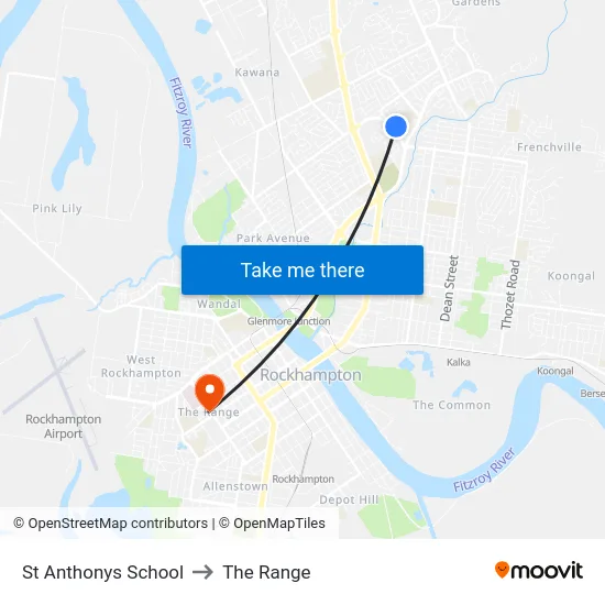 St Anthonys School to The Range map