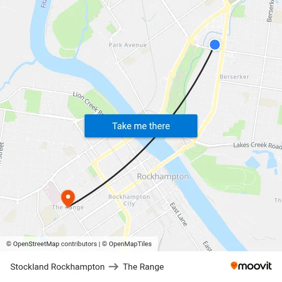 Stockland Rockhampton to The Range map
