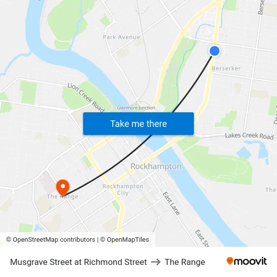 Musgrave Street at Richmond Street to The Range map