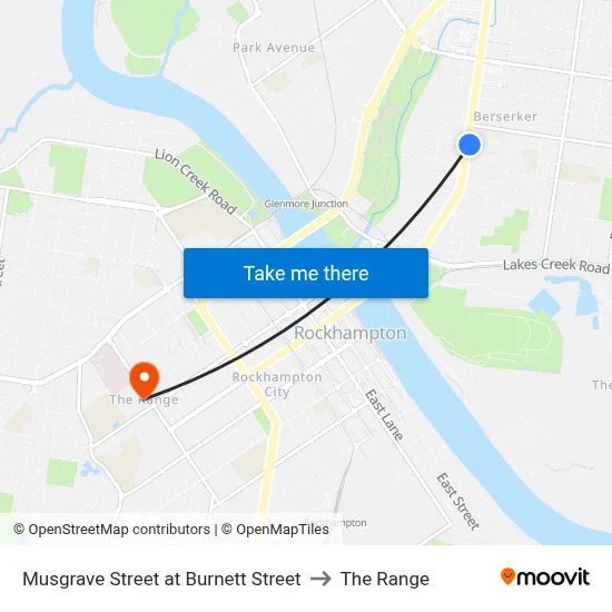 Musgrave Street at Burnett Street to The Range map