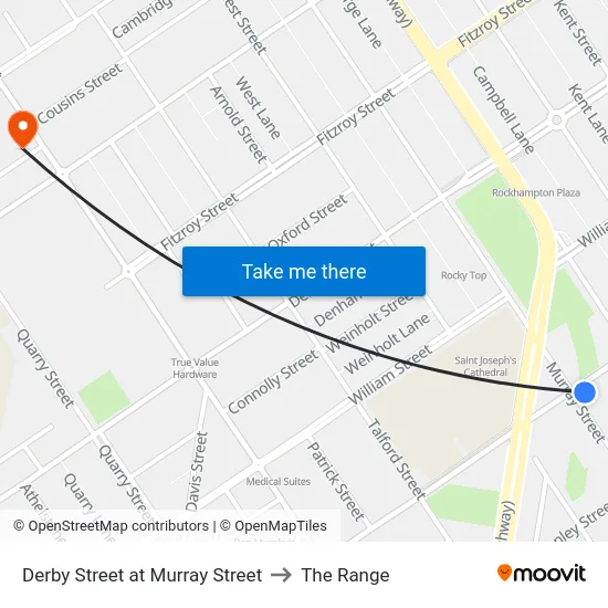 Derby Street at Murray Street to The Range map